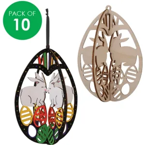 3D Wooden Eggs - Detailed - Pack of 10
