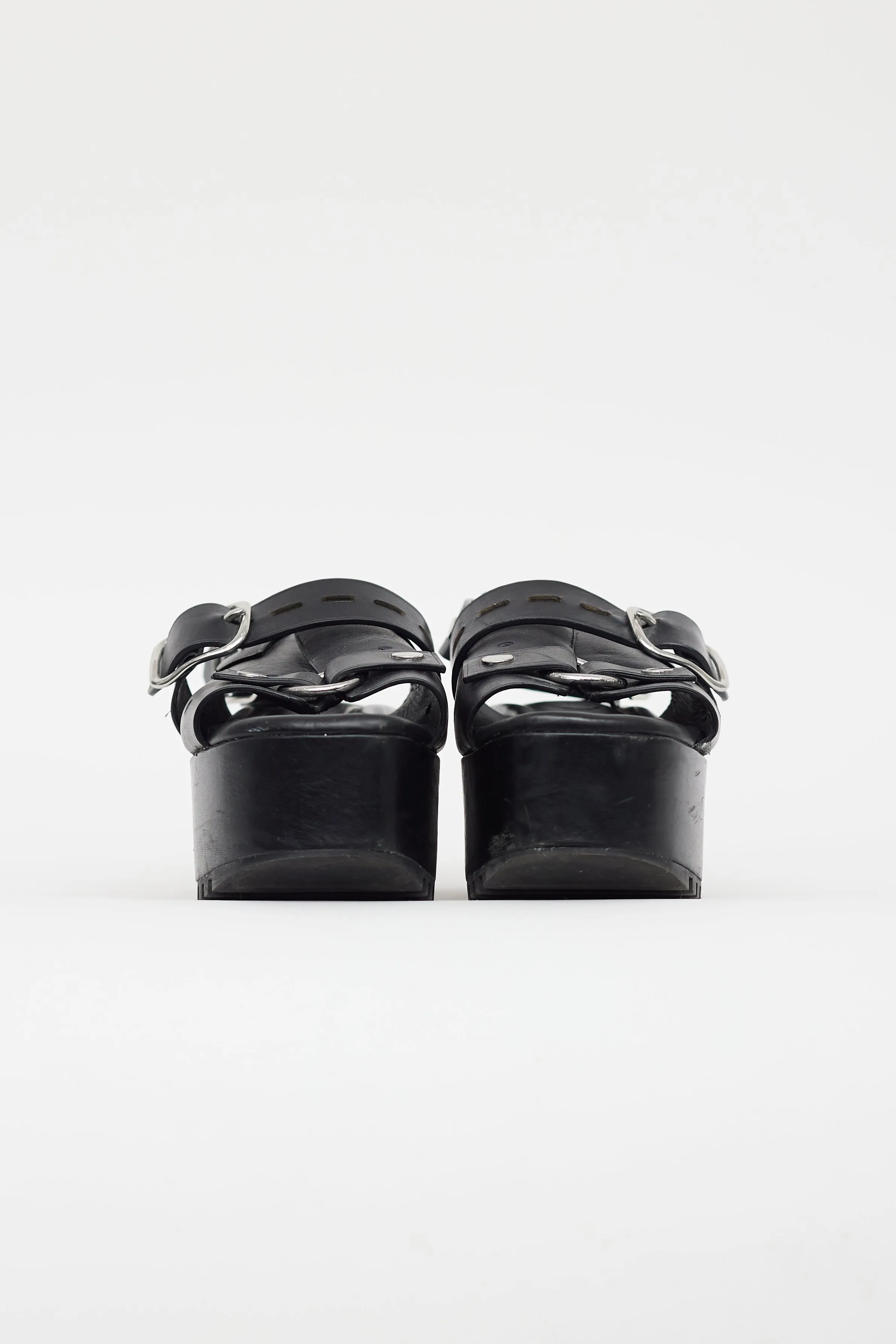 Black Leather High Platform Sandal