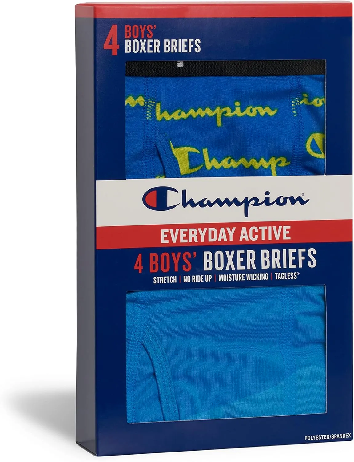 Champion Boys' Underwear, Everyday Active Stretch Boxer Briefs, Assorted 4-Pack