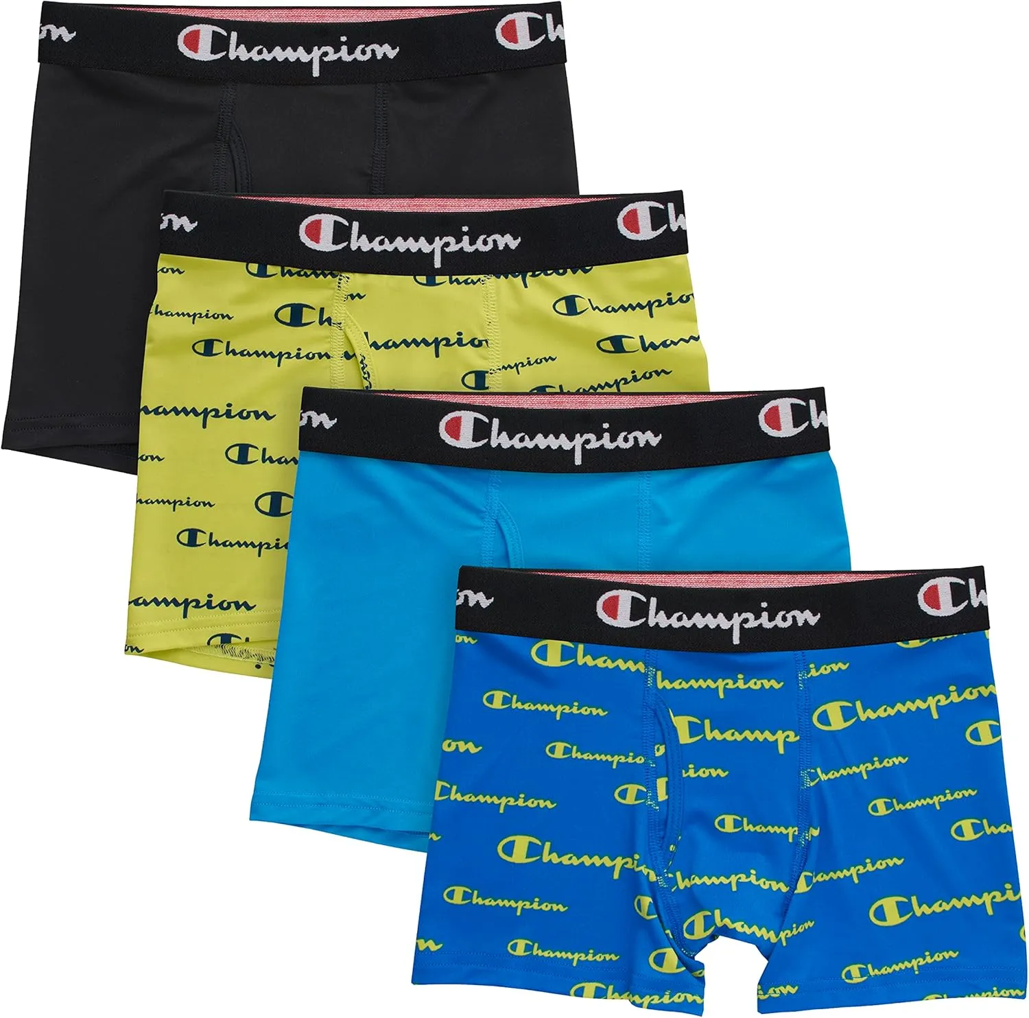 Champion Boys' Underwear, Everyday Active Stretch Boxer Briefs, Assorted 4-Pack