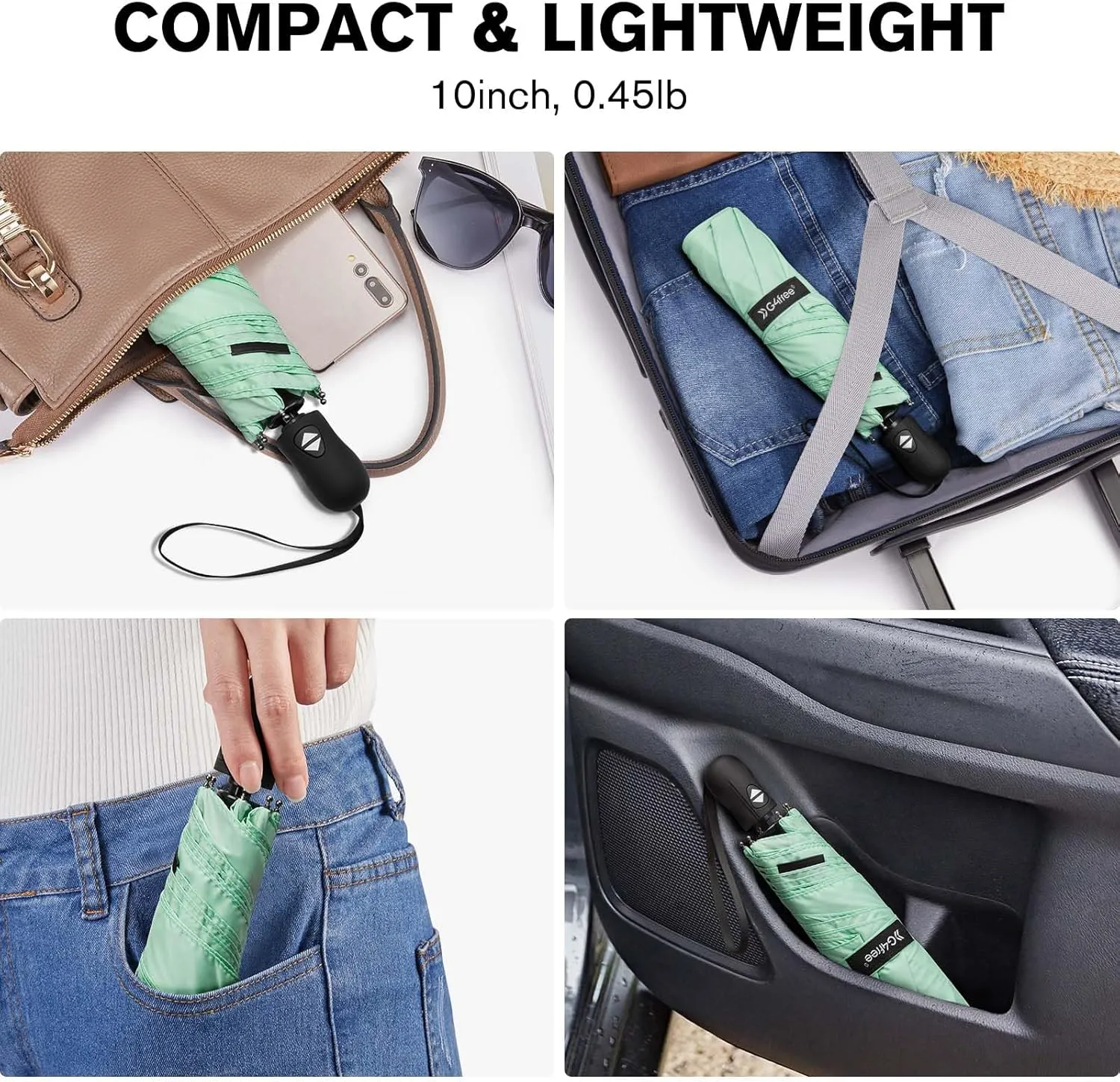 G4Free Travel Umbrella Ultralight UPF 50  UV Protection Compact Umbrella Super Slim Small Mini Automatic Open and Close