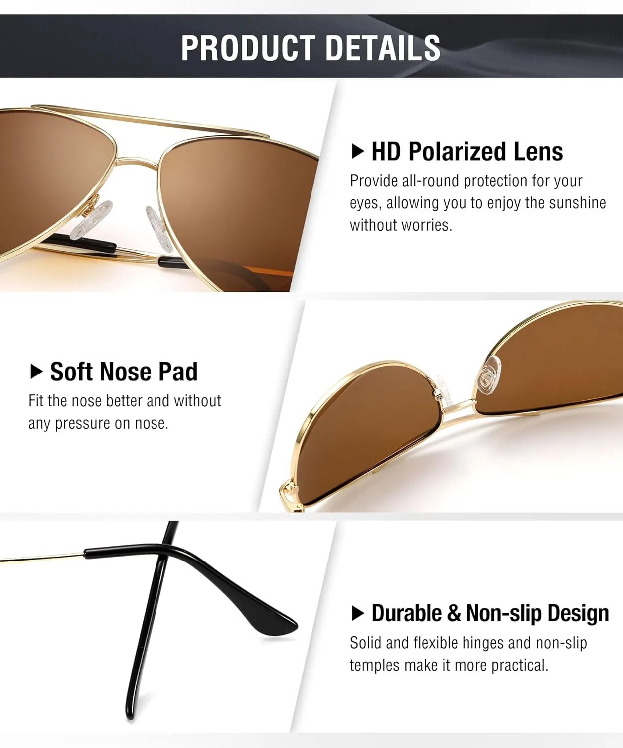 KALIYADI Polarized Aviator-Sunglasses-for-Men Women Mens-Sunglasses: Lightweight Polit Sun Glasses Upgraded UV400 for Driving