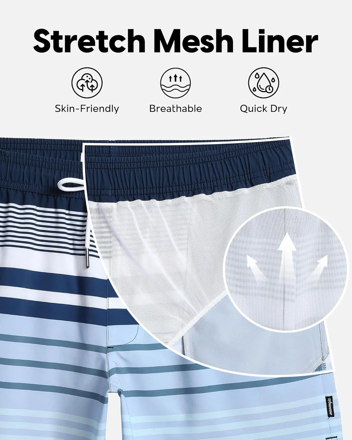 maamgic Mens Swim Trunks 5" Quick Dry Beach Shorts Stretch Swimming Trunks Shorts with Mesh Lining Zip Pockets