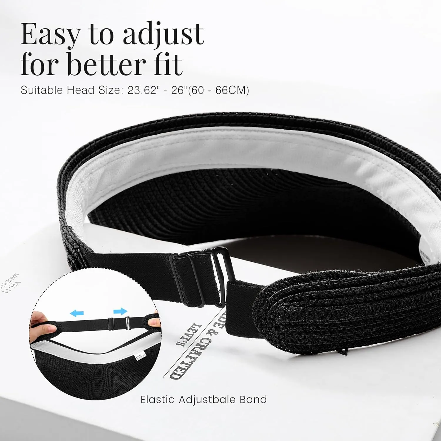 Sun Visor Hats for Women, Wide Brim Straw Beach Ponytail Hats, UPF 50  Summer Adjustable Packable Foldable Topless Hat