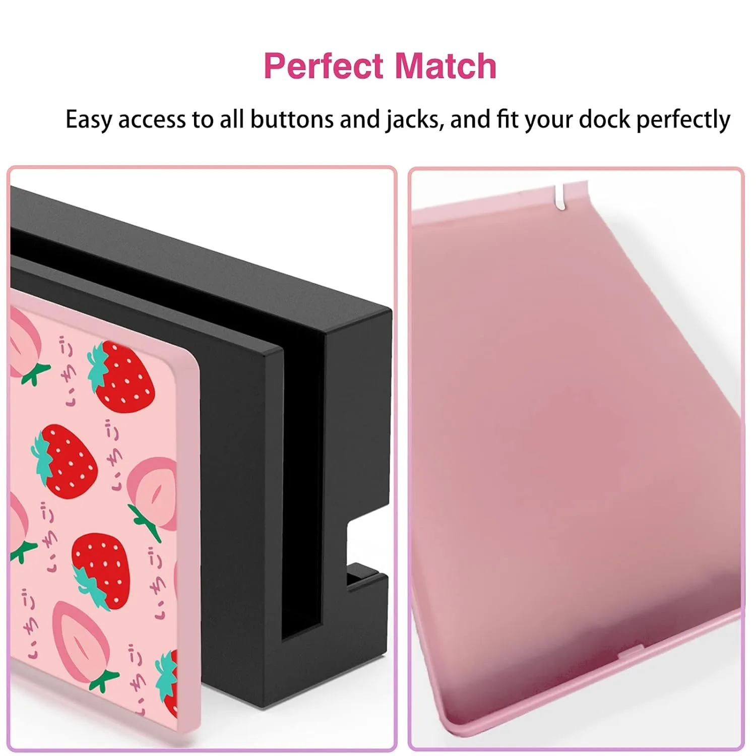 TIKOdirect Custom Faceplate Cover for Nintendo Switch Charging Dock, Hard PC Slim Shell Anti-Scratch [No Screwdriver Installation] for NS Docking Station, Strawberry