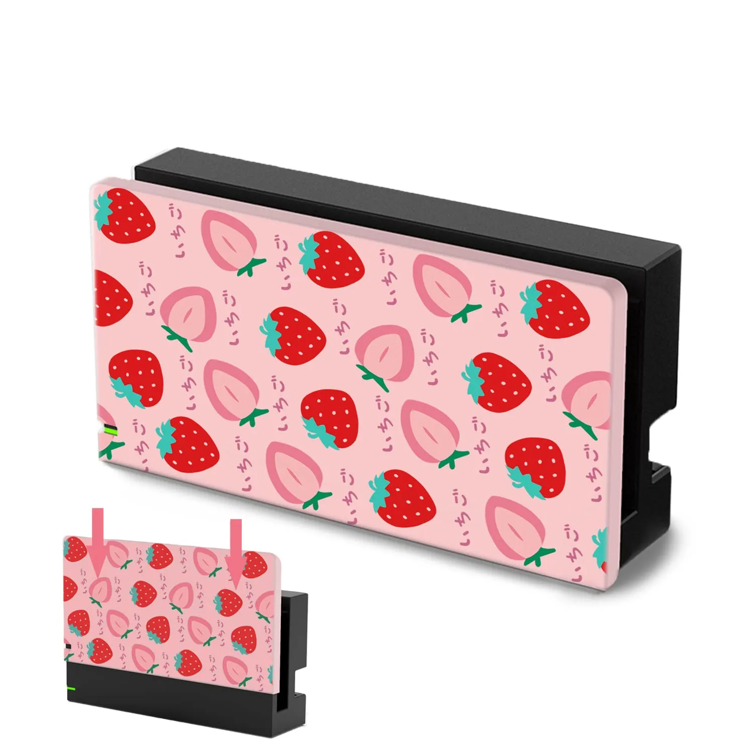 TIKOdirect Custom Faceplate Cover for Nintendo Switch Charging Dock, Hard PC Slim Shell Anti-Scratch [No Screwdriver Installation] for NS Docking Station, Strawberry