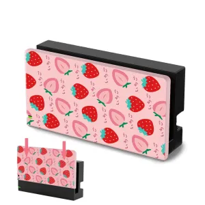 TIKOdirect Custom Faceplate Cover for Nintendo Switch Charging Dock, Hard PC Slim Shell Anti-Scratch [No Screwdriver Installation] for NS Docking Station, Strawberry